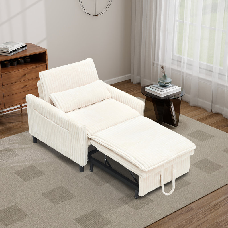 Chaise longue, fauteuil et fauteuil en velours côtelé Accent, Beige