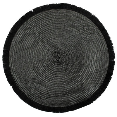 Ensemble de 6 napperons ronds en polypropylène tissé tressé à brides noires d'Halloween et au-delà de Brookport, lot de 6
