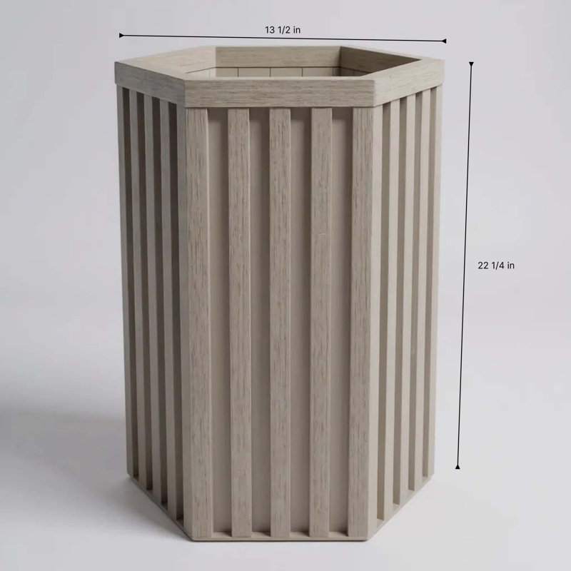 Hexagon Column Planter MD - Grey Brown, 22.25" H x 13.50" W x 11.75" D, Brown Gray