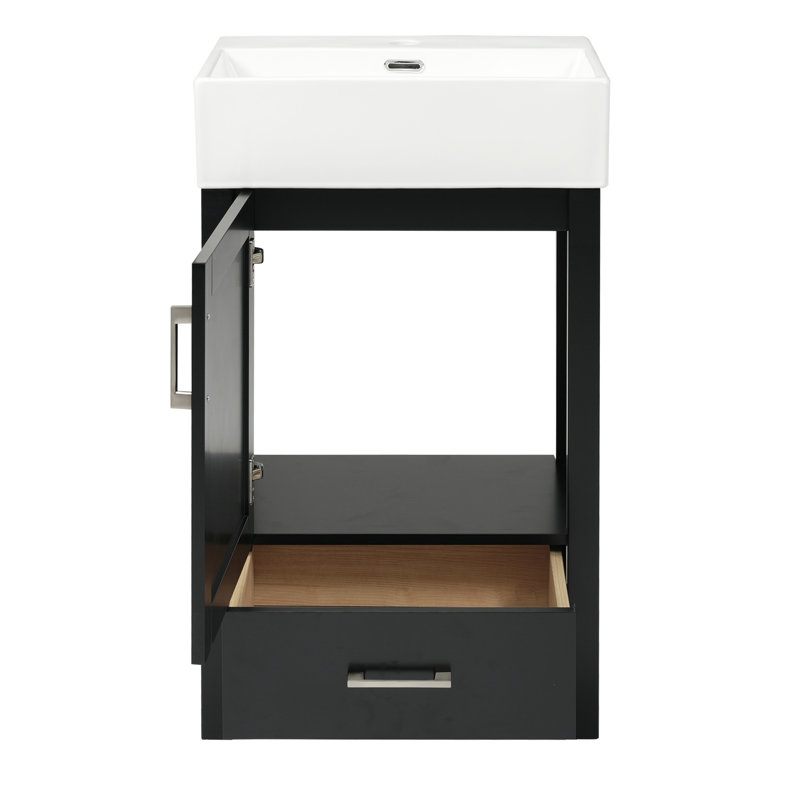 20.3'' Modern Bathroom Vanity With Ceramic Sink, Black