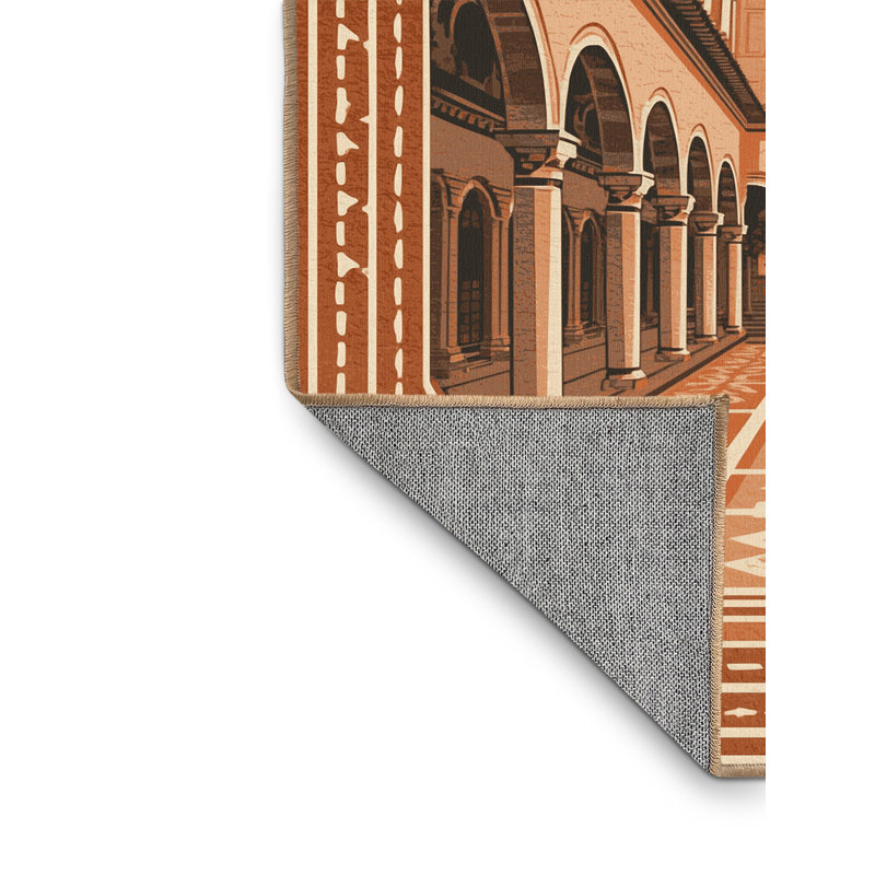 Machine Washable Pandelica Cusco Plaza Armas Vintage Block Print Rug in Brown – LightBrown Binding, 4x6
