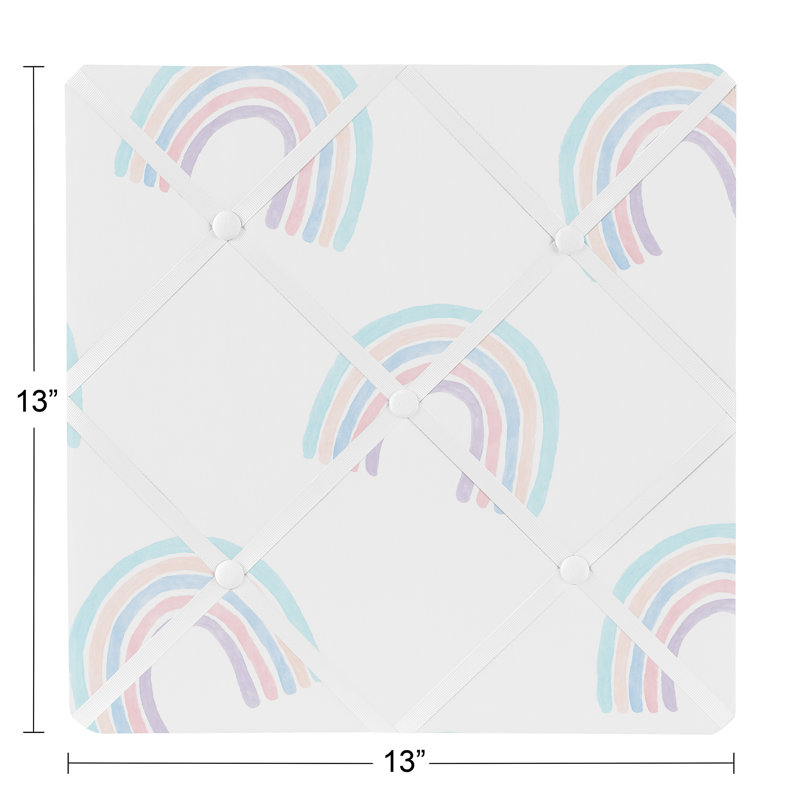 Pastel Rainbow Fabric Memo Board with Button Detail