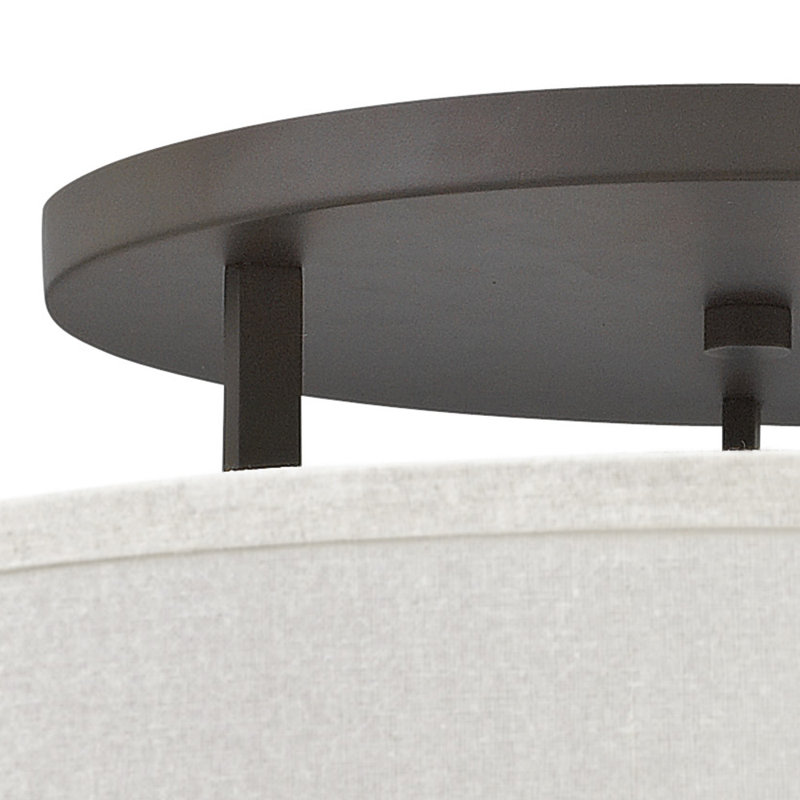 Hampton 3 - Light Shaded Drum Semi Flush Mount, 100W Medium, 14.5" H x 26" W x 26" D, Buckeye Bronze