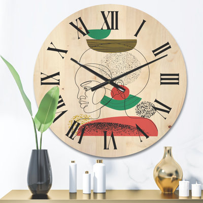 Horloge murale en bois à une ligne avec portrait de femmes afro-américaines II