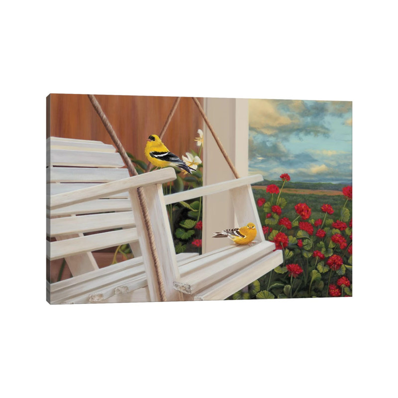 Front Perch Swingers by Camille Engel - Wrapped Canvas Painting, 20.32cm H x 30.48cm W x 1.9cm D