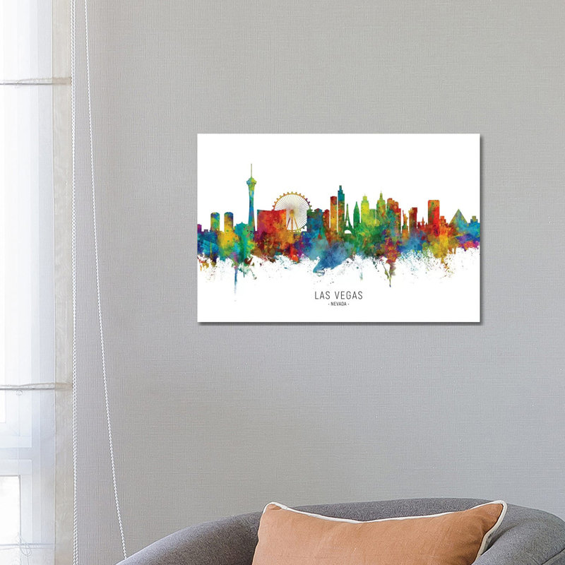 Las Vegas Nevada Skyline by Michael Tompsett - Wrapped Canvas Painting, 66.04 cm H x 45.72 cm W x 1.91 cm D