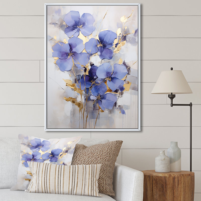 Lavande mystérieuse II sur toile, Cadre flottant blanc, 44" H x 34" W