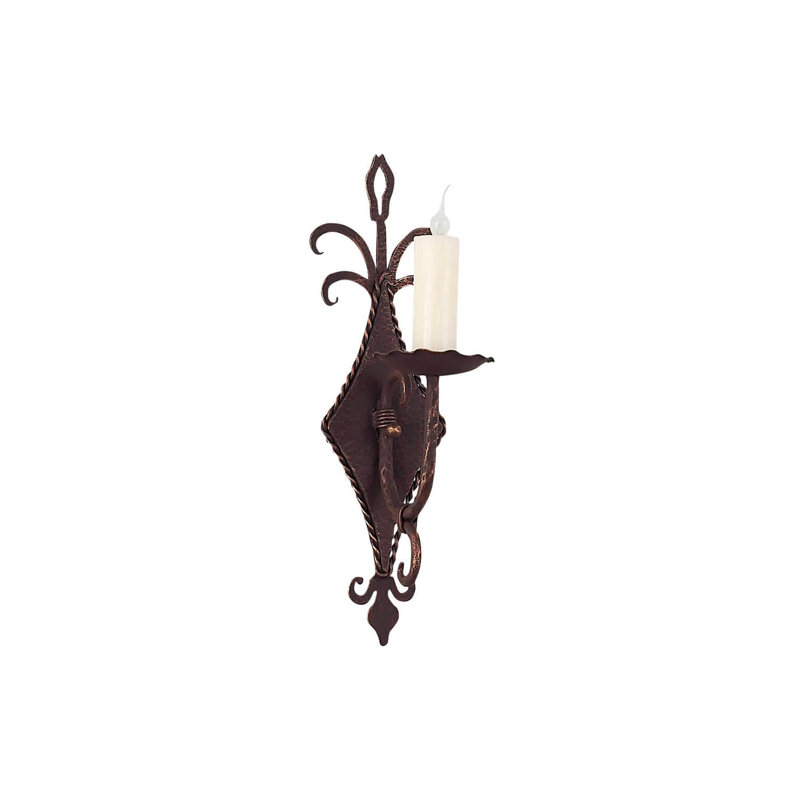 Wrought Iron Candle Wall Light, Pewter Gold