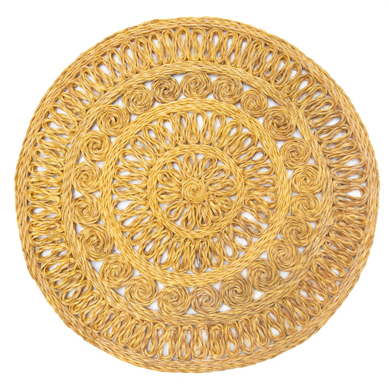 Circolo Abaca Abaca Geometric Round Placemat, Mustard