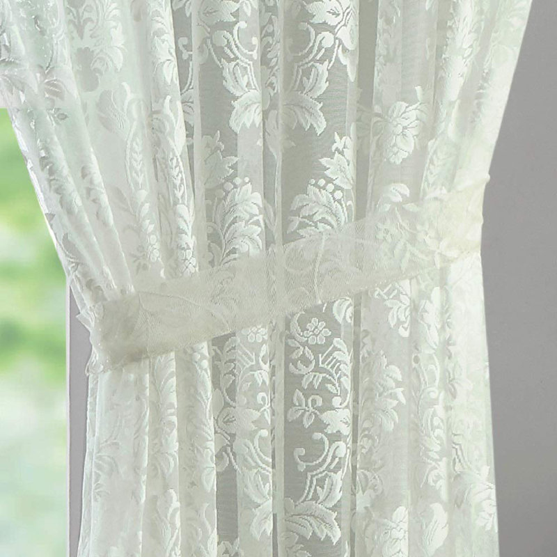 Paire de rideaux en dentelle ivoire l 108 po x L 100 po, Ivoire ivoire