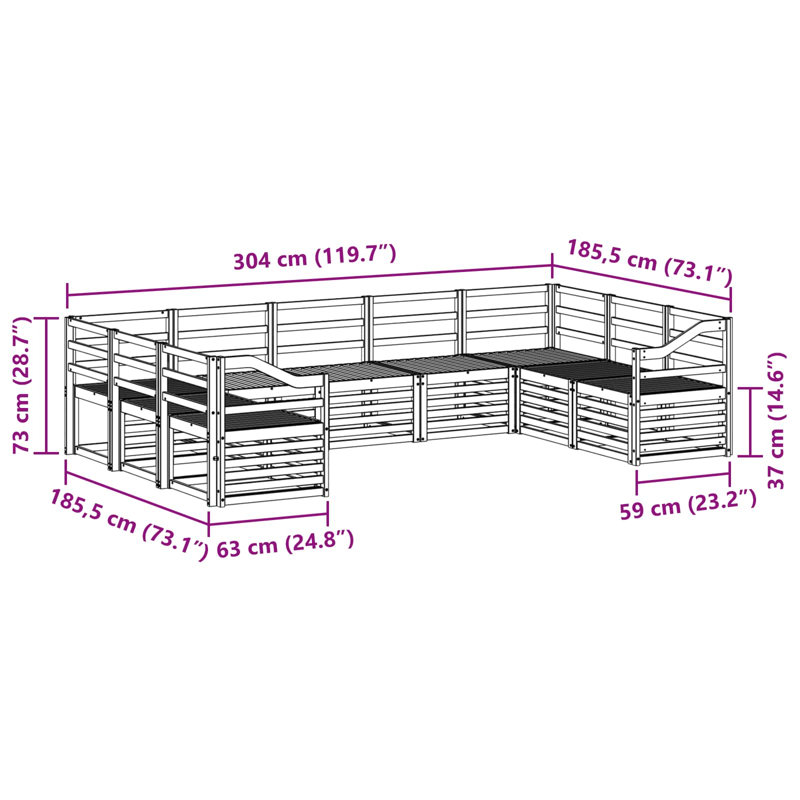 304cm Wide Patio Sectional Set