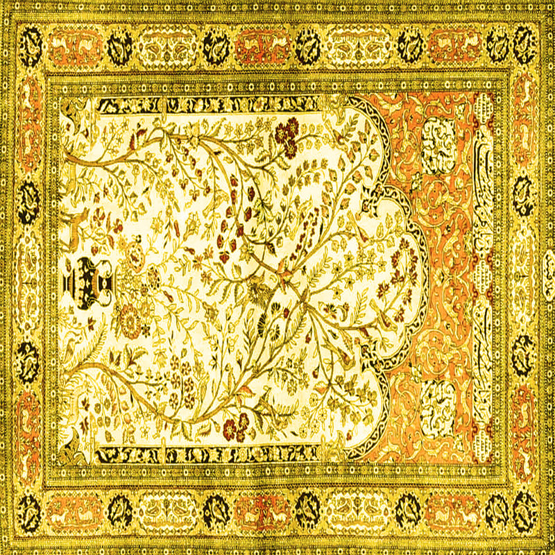 Tapis traditionnels jaunes 4643, Carré de 6 pi