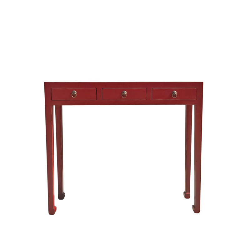 Console rouge 3 tiroirs 37 po