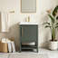 Meuble-lavabo sur pied vert sauge foncé vintage de 20 pouces avec lavabo en céramique pour petite salle de bain