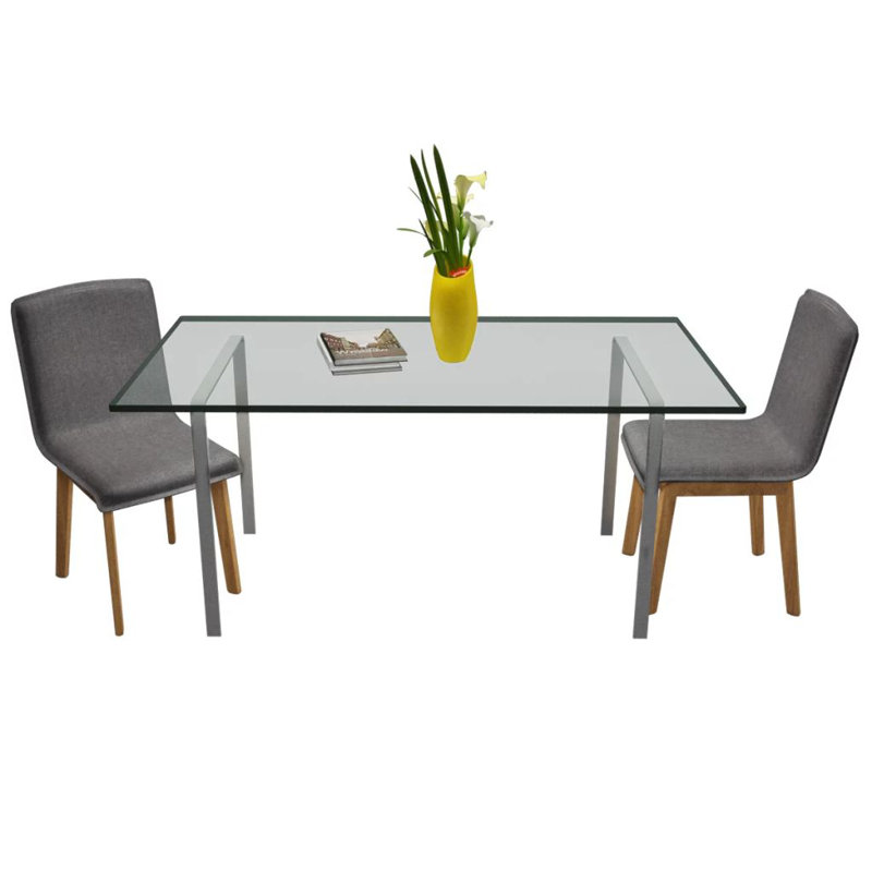 Chaise d'appoint de salle à manger en tissu gris foncé et bois de chêne massif, Gris foncé