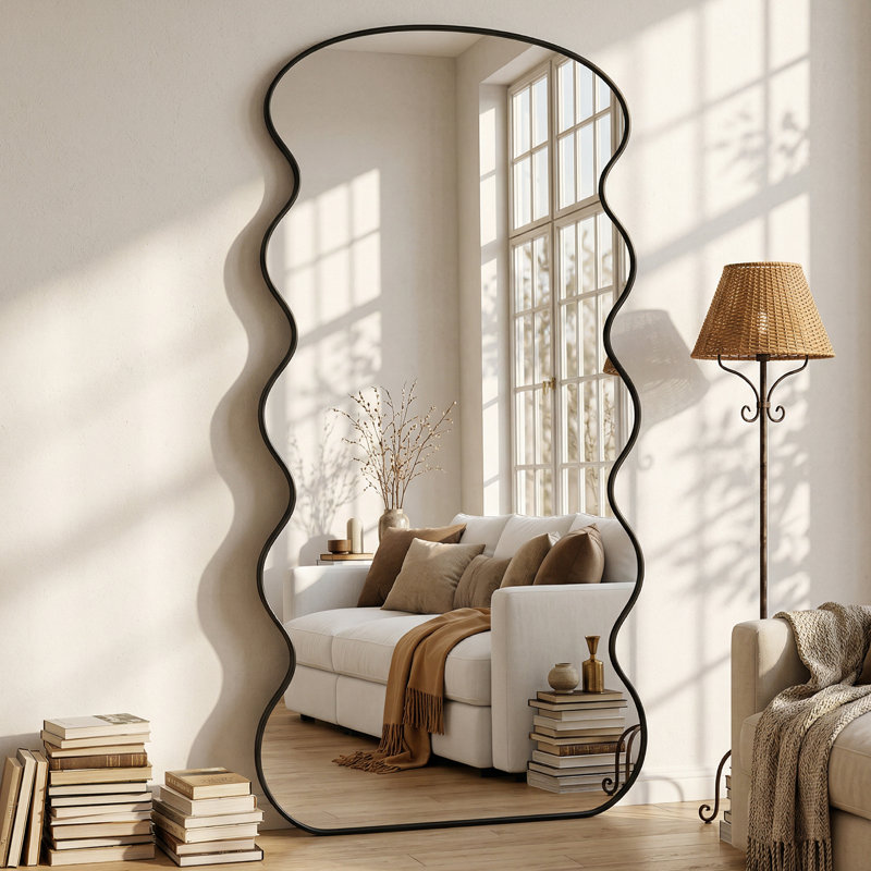 The Wave Full-Length Mirror, 76" x 34", Black