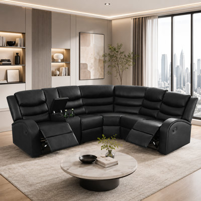 Ensemble de canapé modulaire inclinable 3 pièces en cuir Vegan