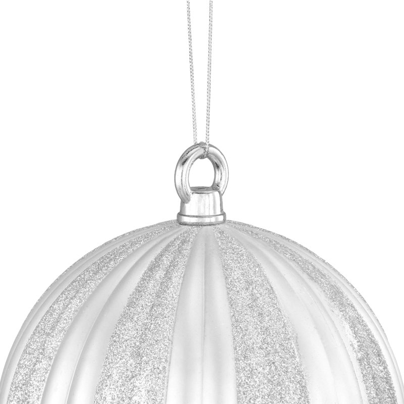22" Red Glittered Shatterproof Commercial Finial Christmas Ornament, Silver