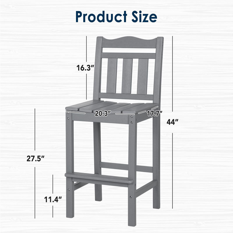 Ensemble de 2 tabourets de bar d'extérieur, Gris