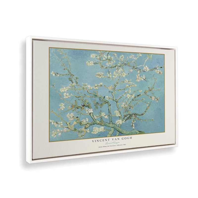Fleur d'amandier de Van Gogh, H 24,75 po x l 36,75 po, Cadre flottant blanc opaque