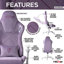 Fauteuil de jeu en velours mauve avec inclinaison à 150 ° et coussins en mousse viscoélastique
