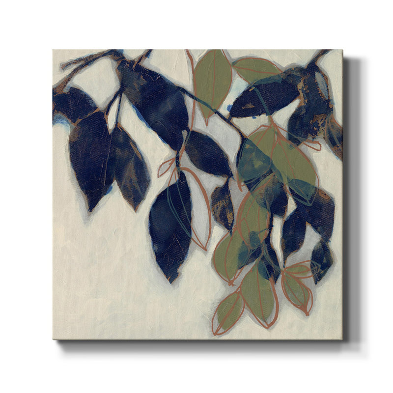 Toile tendue avec châssis Entwined Leaves II-Premium - prête à être accrochée, H 24 po x l 24 po x P 1 po