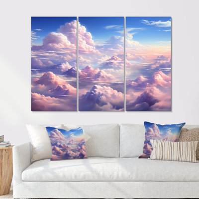 Kawaii Landscape Clouds I - Clouds Canvas Wall Art Set