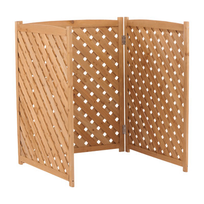 Joywood 32.68 W x 32.68 D x 38 H Solid Wood 3-Panel Outdoor Air Conditioner Fence Screen