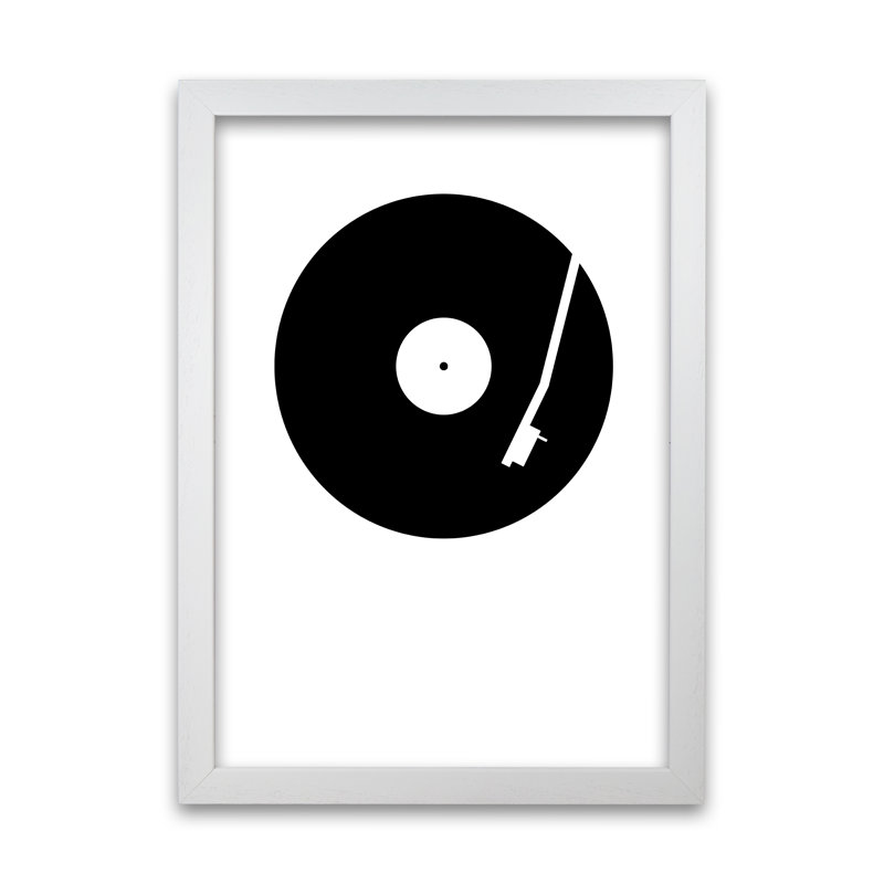 Black And White Abstract Vinyl - Print, 59cm H x 42cm W x 3cm D, White Frame
