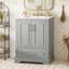 Meuble-lavabo 24 po avec lavabo, armoire en panneau de fibres à densité moyenne avec cadre en bois massif, 1 tiroir divisé et 2 portes à fermeture douce avec double tablette sur la porte, meuble-lavabo autoportant-1218250278-1218250276