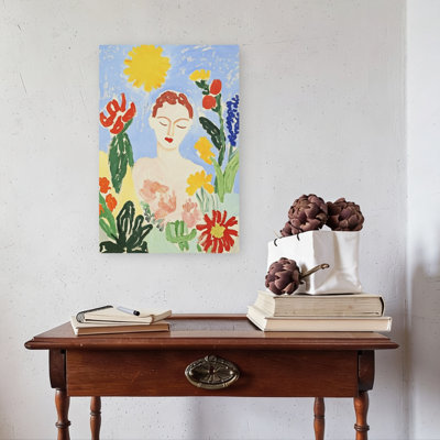 Summer Daydream Woman Abstract Flower Landscape Wall Art Print 1 Piece Wrapped Canvas Wall Art