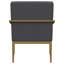 Fauteuil d'appoint rembourré en métal foncé