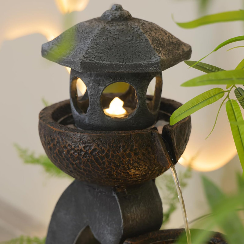 Hand Crafted Weather Resistant Floor Fountain with Light