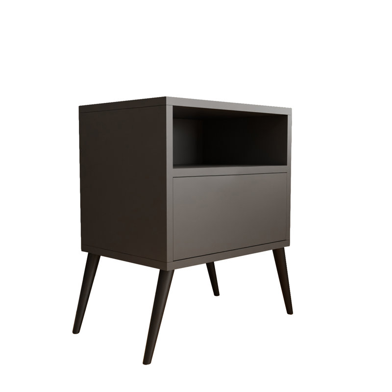 Tineo 40cm W Metal Bedside Table, Black Matt