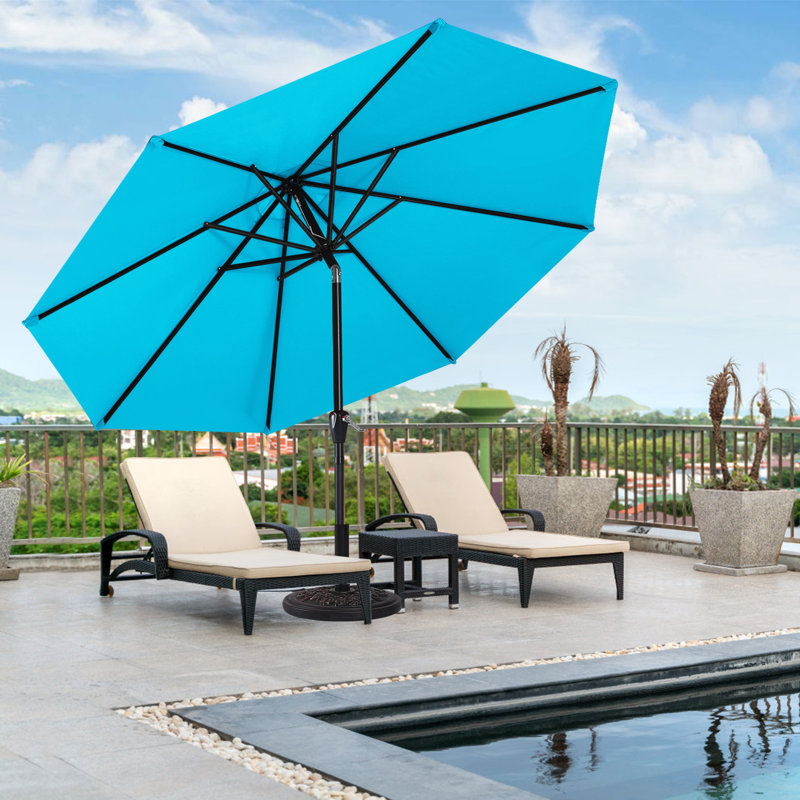 Parasol de marché Miqdad, Turquoise, H 96,4 po x l 118,1 po x P 118,1 po