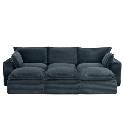 Modular Sectional Sofa, 109.4" L-Shape/Sleeper/Daybed/Straight Configurations, Pet-Friendly Corduroy, No Assembly Required