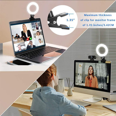 Clip-On Ring Light For Monitor With Adjustable Brightness & Temperature, USB-Powered LED Video Conference Lighting Kit For Zoom Calls, Live Streaming, Remote Work, And Online Learning