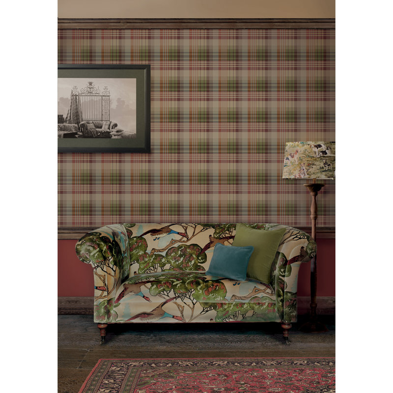 32.82' L x 20.47" W Wallpaper Roll, Red/Charcoal