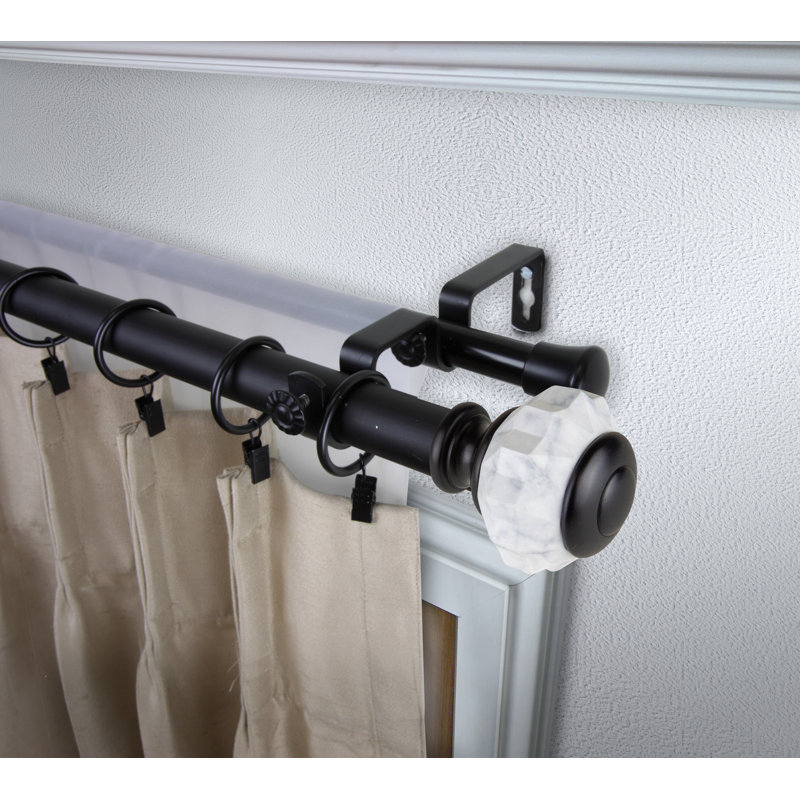 Tringle à rideaux double Nisbet, H 3 po x l 48 po x P 6,75 po, Noir