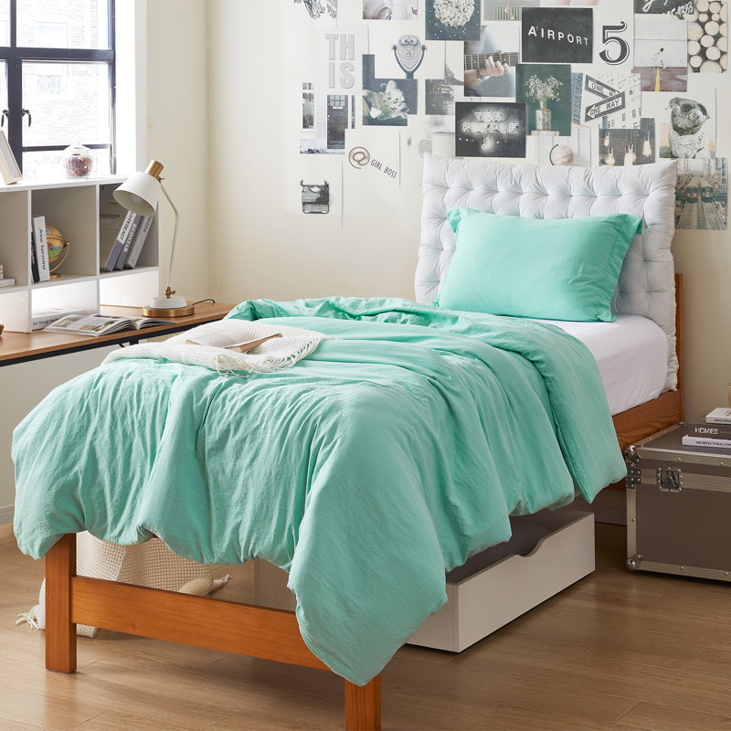 Ensemble d'édredon en duvet synthétique Ultra Cozy, Édredon pour lit simple TG + 1 taie décorative, Bleu sarcelle