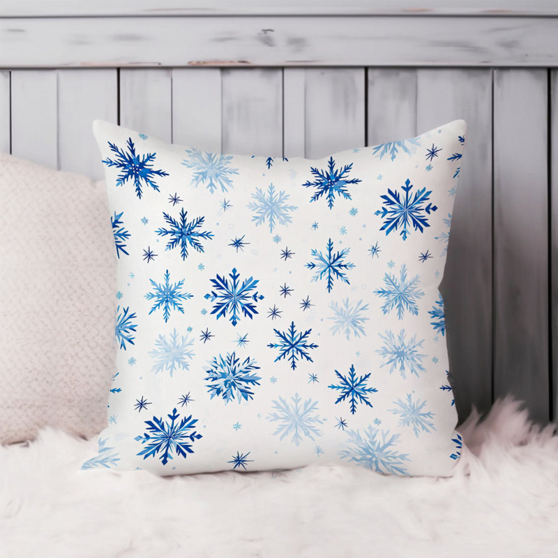 Blue Snowflakes Snow Modern, 16"H x 16" W