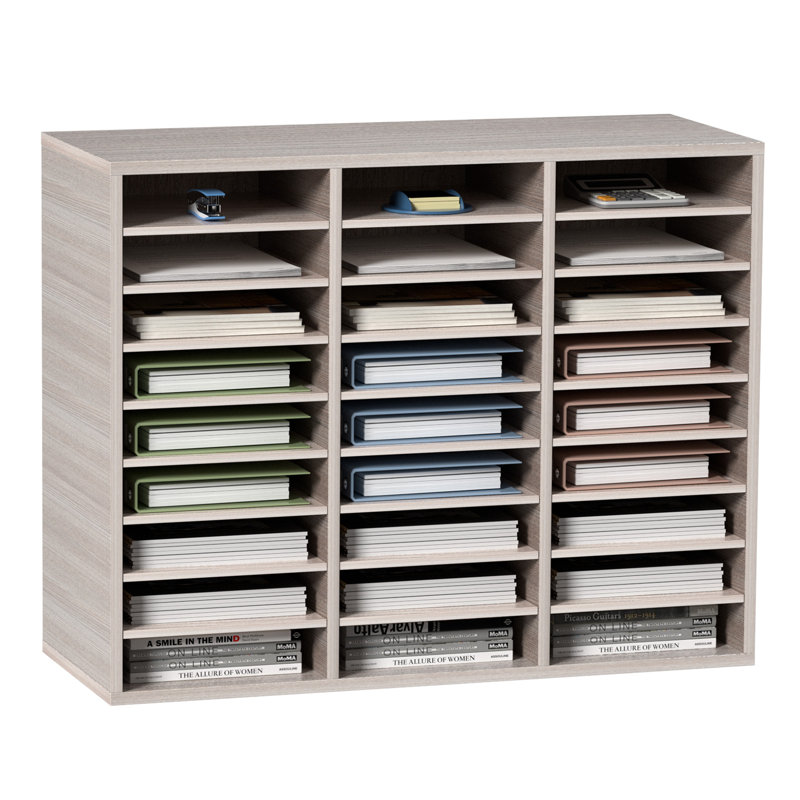 Organisateur de livres 27 compartiments, tablettes réglables, Gris