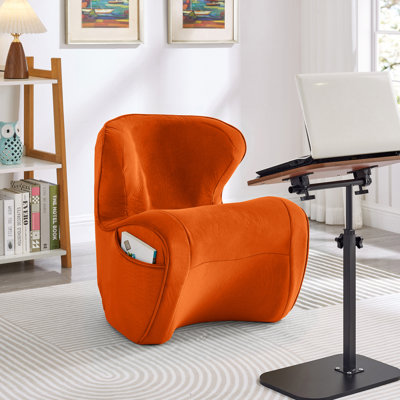 Chaise ergonomique avec support lombaire, structure en mousse et fauteuil rembourré en velours doux (orange)