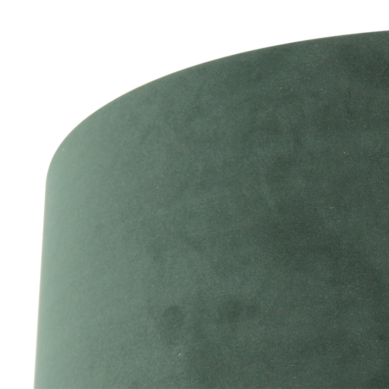 20 cm H Drum Velvet Lamp Shade ( Uno ), Green