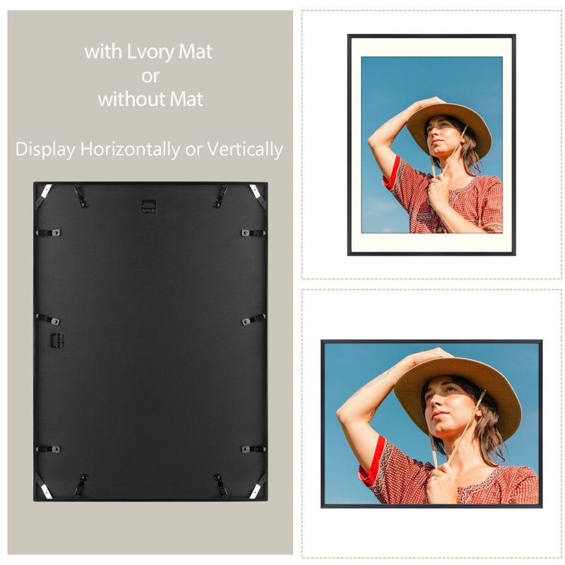 Drennon Metal Picture Frame, Photo Frames or Table Top and Wall Mounting, Black, 18" x 24"