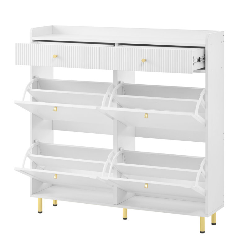 16 Pair Shoe Storage Cabinet, White