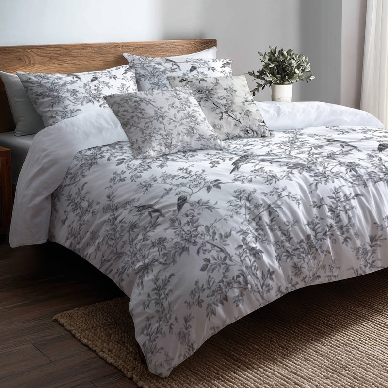 Ensemble de literie moderne 6 pièces - Ensemble de literie et de coussins White Toile Breeze