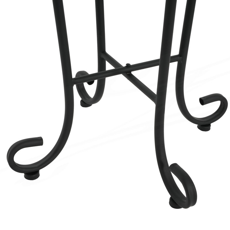 Table d'appoint de style campagnard français avec plateau en tuiles et pieds en volute