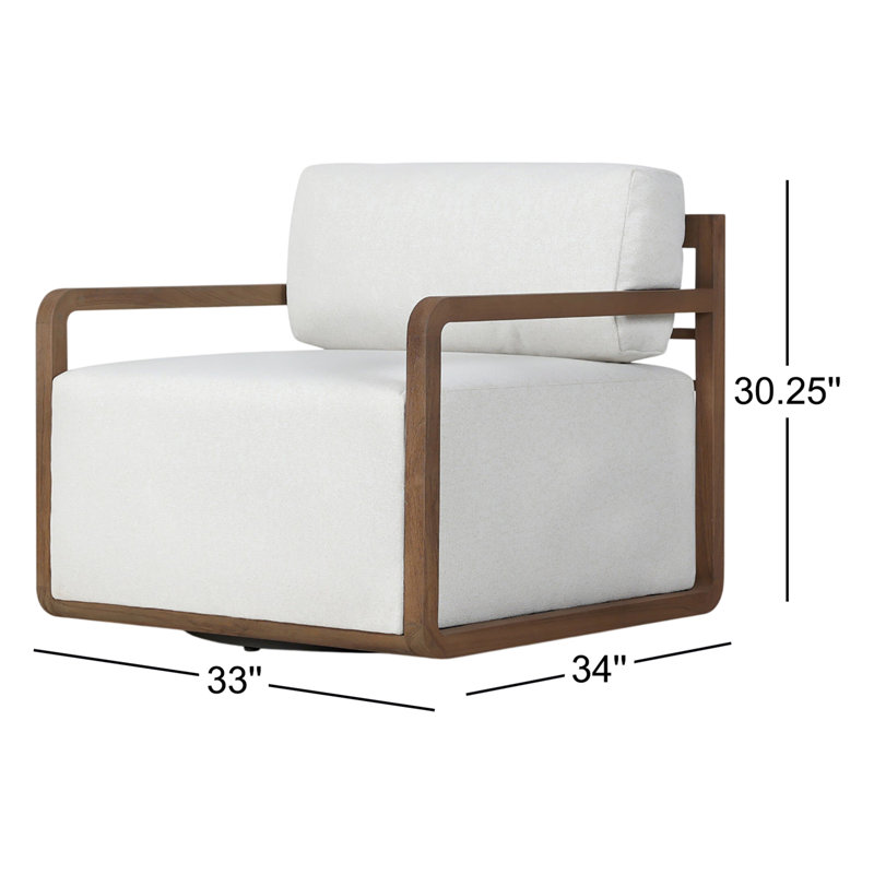 Stroud Outdoor Teak Swivel Lounge Chair, Alessi Linen