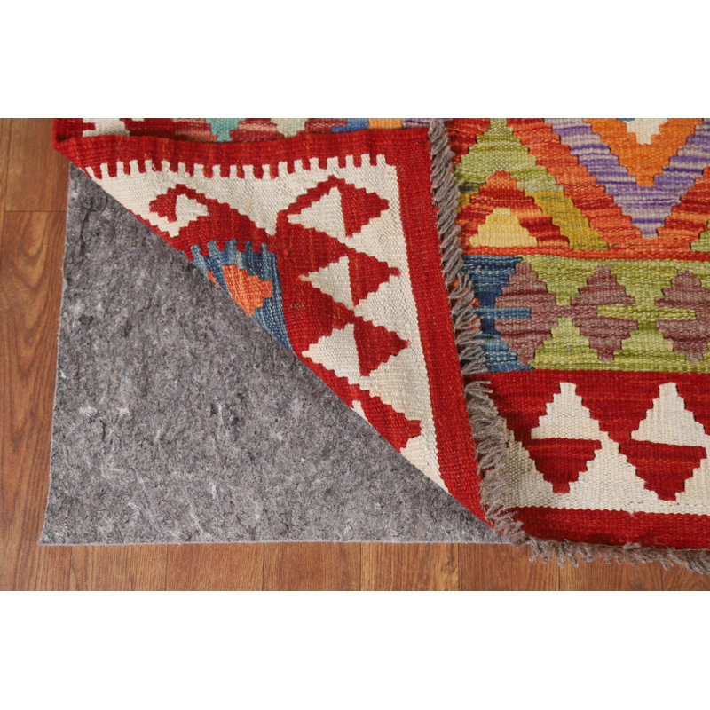 Geometric Kilim Reversible Wool Area Rug 6x8